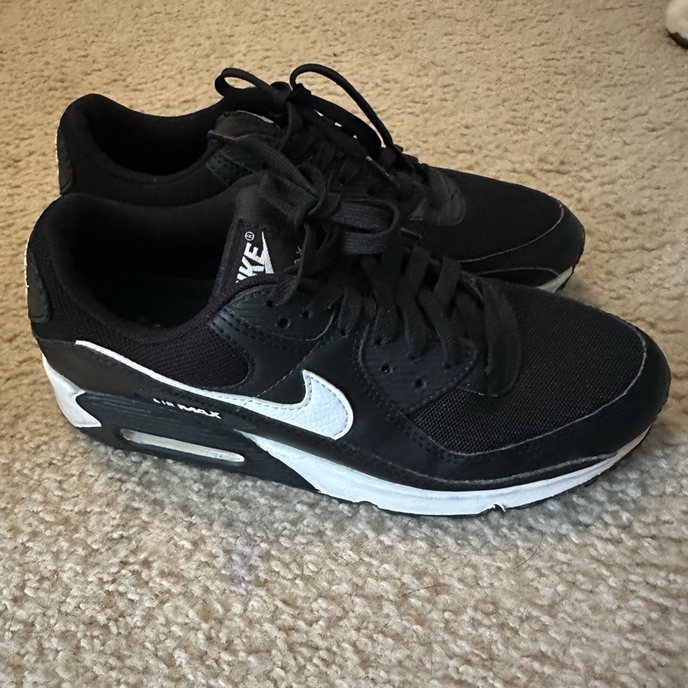 Nike Black and White Air Max 90 Athletic Shoes